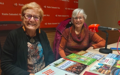 Conxita Tarruell i Rosa Pi als estudis de Radio Sabadell